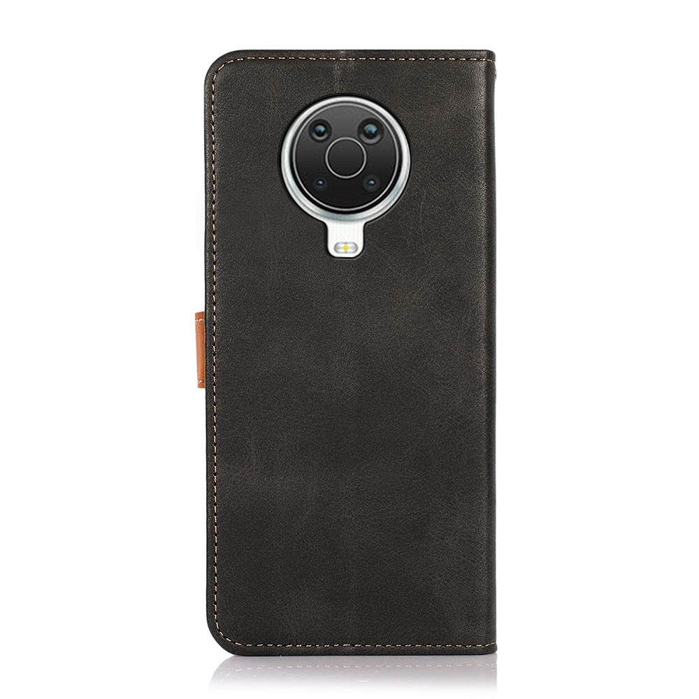 KHAZNEH Golden Magnetic Clasp Wallet Stand Design Dual Color Leather Phone Case for Nokia G10/G20 - Black-3
