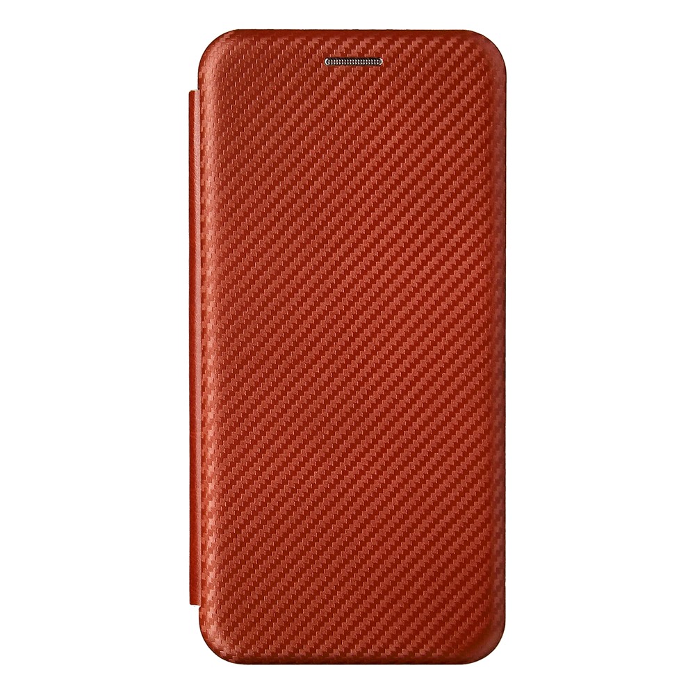Carbon Fiber Texture Leather Automatic Absorption Case with Card Slot and Ring Strap for Nokia C1 Plus - Orange-2