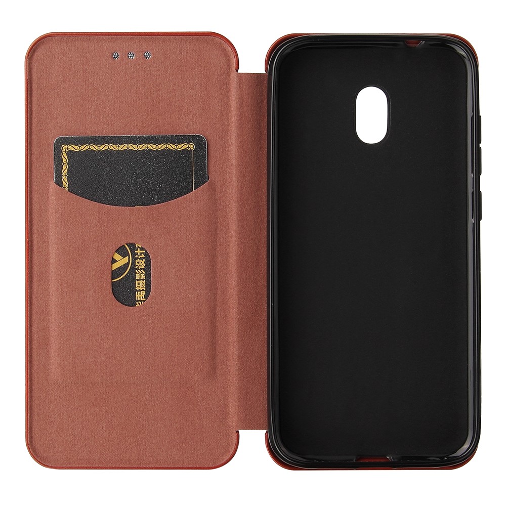 Carbon Fiber Texture Leather Automatic Absorption Case with Card Slot and Ring Strap for Nokia C1 Plus - Orange-5