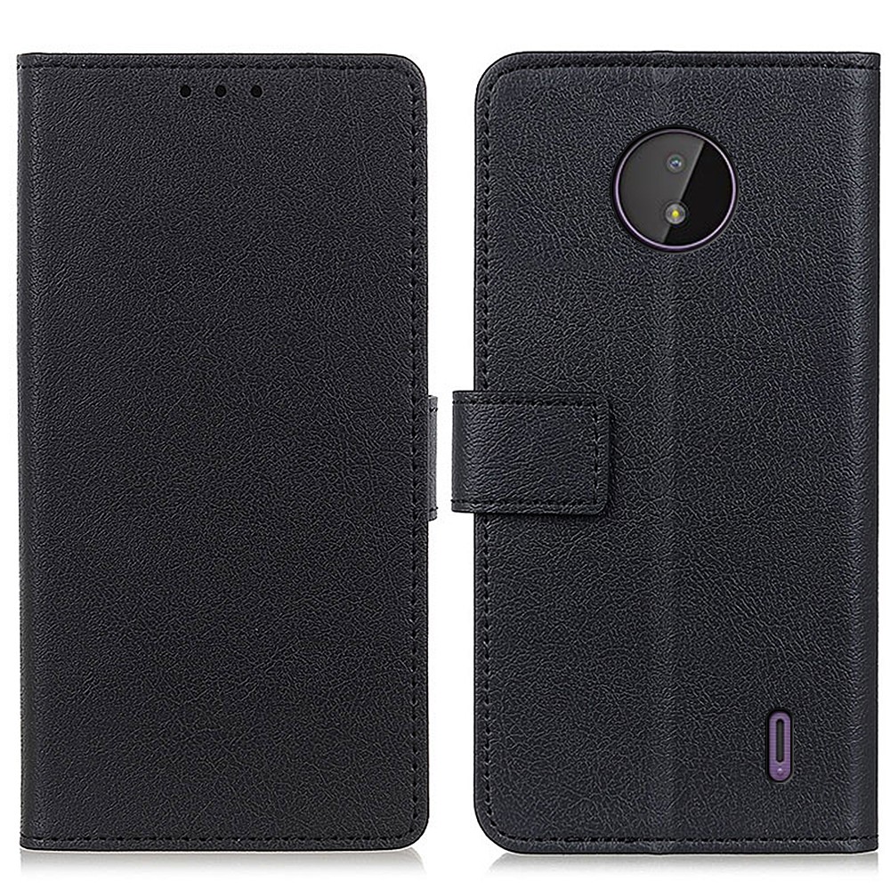 Leather Stand Wallet Design Cell Phone Case Cover for Nokia C10/C20 - Black-1