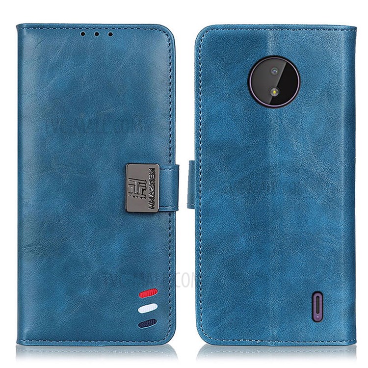 PU Leather Wallet Design Phone Stand Case Shell for Nokia C10/C20 - Blue-1