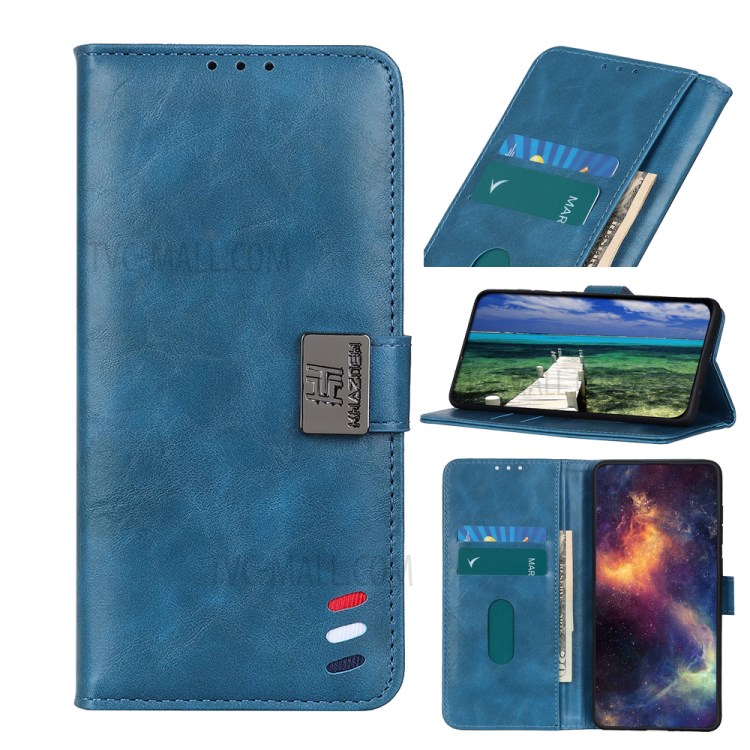 PU Leather Wallet Design Phone Stand Case Shell for Nokia C10/C20 - Blue-9