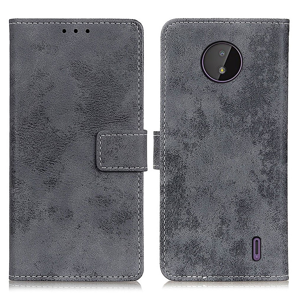 Retro Style Full Body Coverage Drop Protection Stand PU Leather Case with Magnetic Closure for Nokia C10 / C20 - Black-1