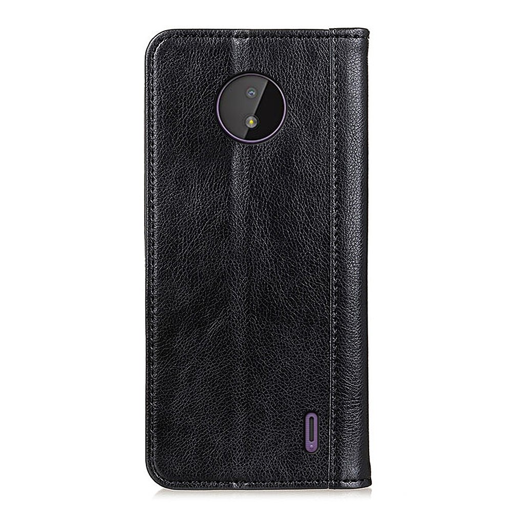 Litchi Texture Split Leather Strong Magnet Absorption Wallet Stand Case Cover for Nokia C10/C20 - Black-3