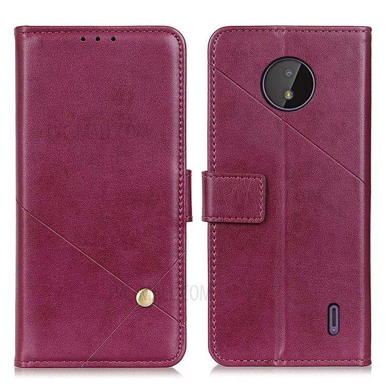 Wallet Stand Design Magnetic Clasp Leather Phone Protection Shell Case for Nokia C10/C20 - Red-1