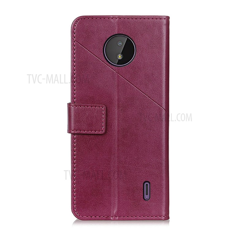 Wallet Stand Design Magnetic Clasp Leather Phone Protection Shell Case for Nokia C10/C20 - Red-3