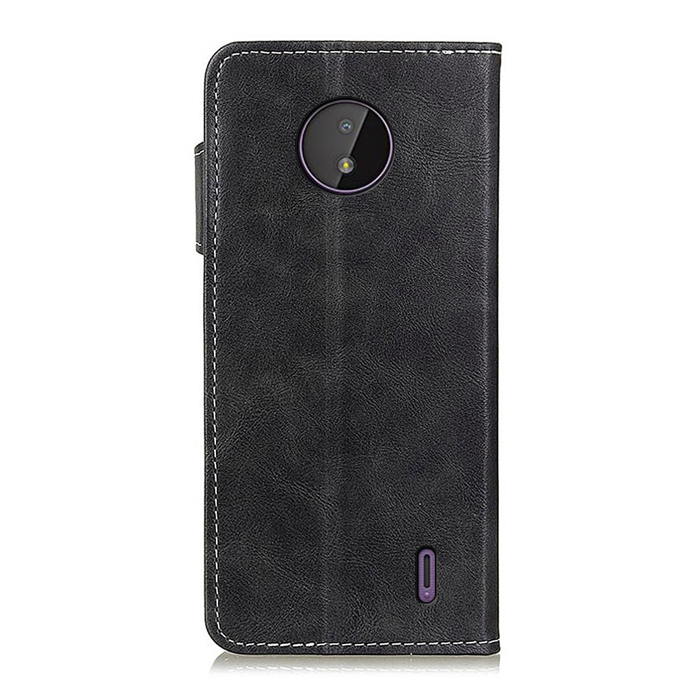 Full Protection S-shape Textured Wallet Stand Leather Phone Case for Nokia C10/C20 - Black-3