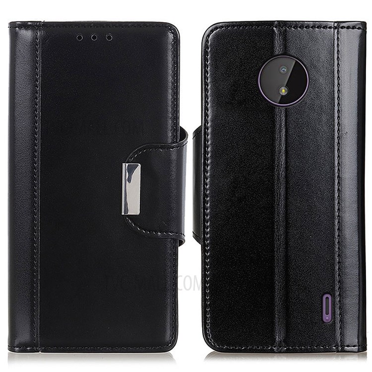 Magnetic Clasp PU Leather Wallet Case Stand Shell for Nokia C10/C20 - Black-1