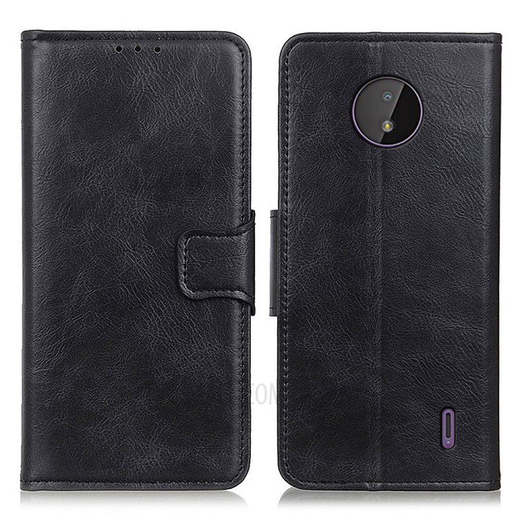 Crazy Horse PU Leather Wallet Protective Case Shell with Stand for Nokia C20/C10 - Black-1