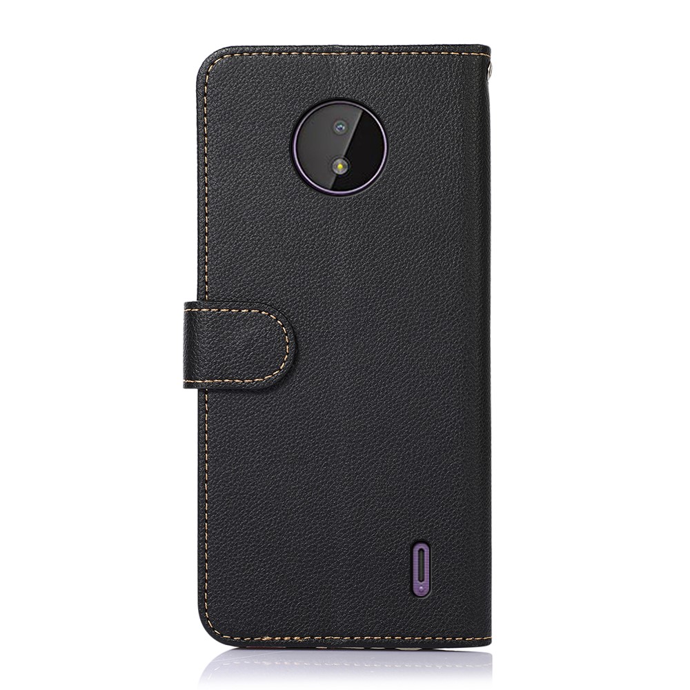 KHAZNEH Anti-theft Swiping Design Litchi Texture Leather Wallet Phone Case Shell for Nokia C10/C20 - Black-3