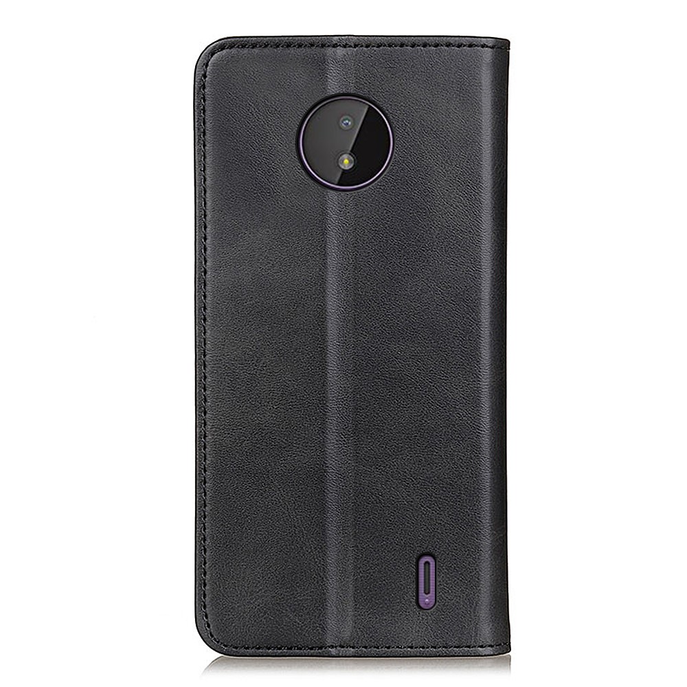 Split Leather Auto-absorbed Magnetic Closure Wallet Stand Phone Cover for Nokia C10/C20 - Black-3