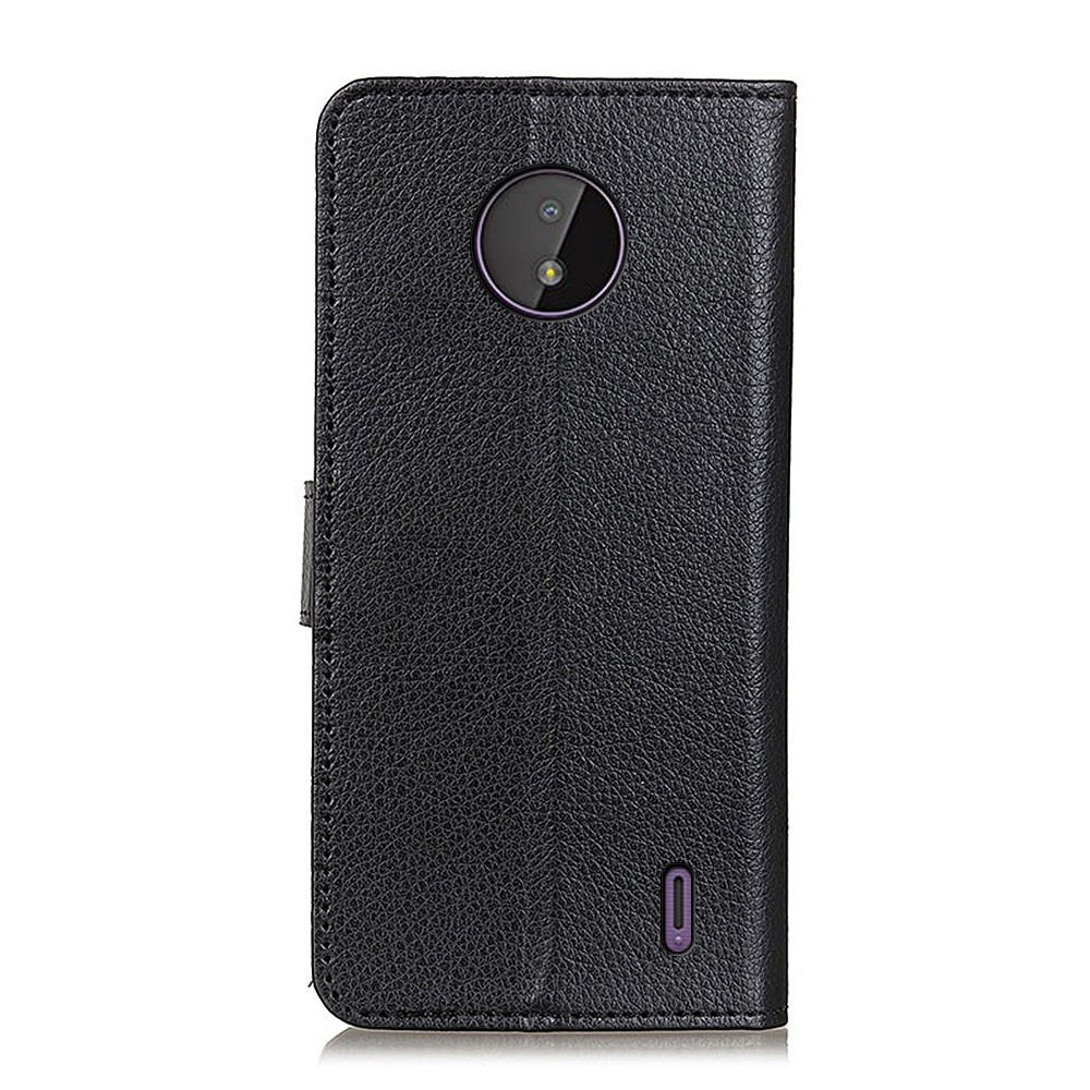 Litchi Skin Anti-Drop Leather Shell Wallet Stand Phone Case for Nokia C10/C20 - Black-3