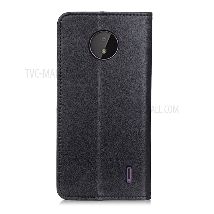 Litchi Texture Split Leather Strong Magnet Absorption Wallet Stand Case Cover for Nokia C20/Nokia C10 - Black-3