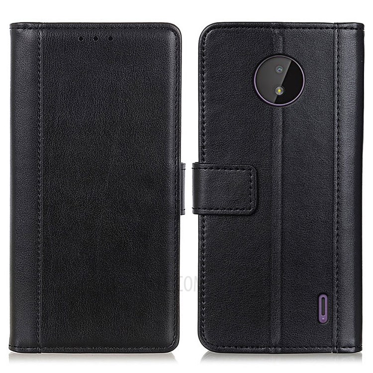 PU Leather Wallet Stand Phone Cover Case for Nokia C10/C20 - Black-1