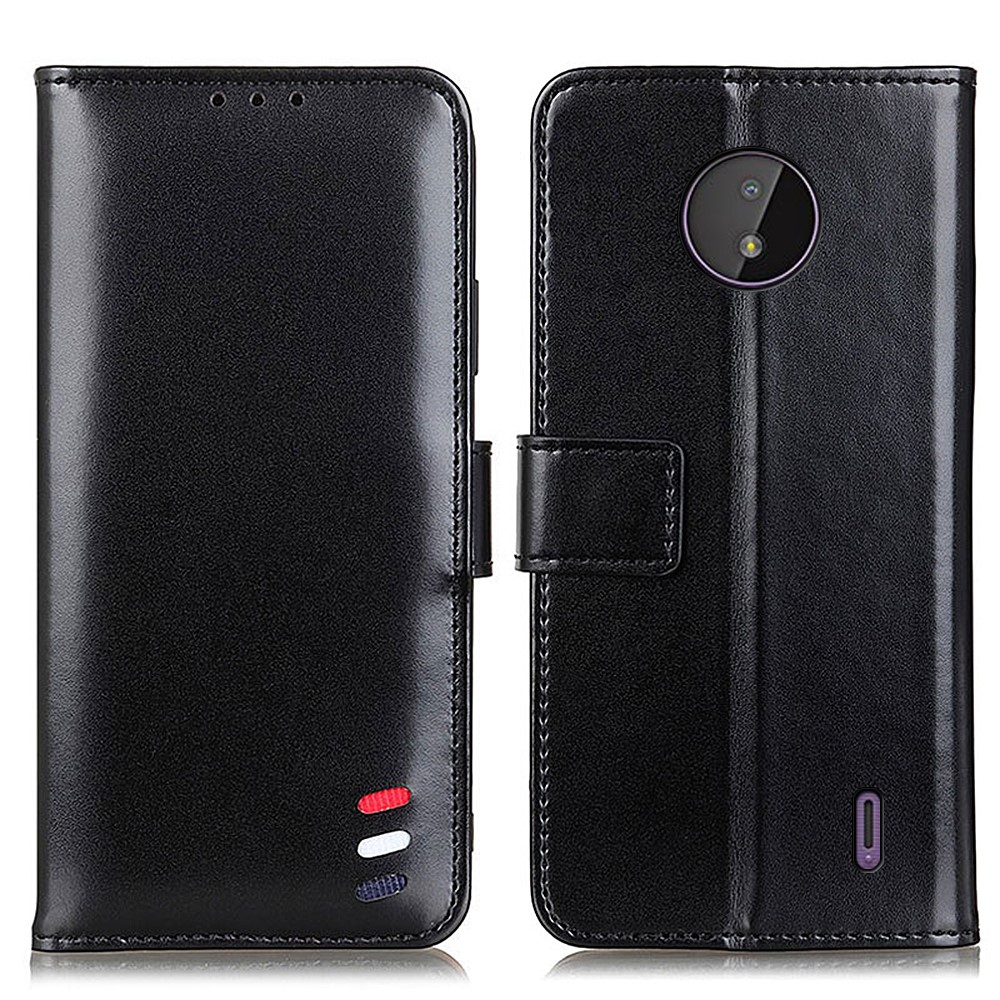 Smooth Surface Wallet Stand Leather Protector Case Cover for Nokia C10 / C20 - Black-1