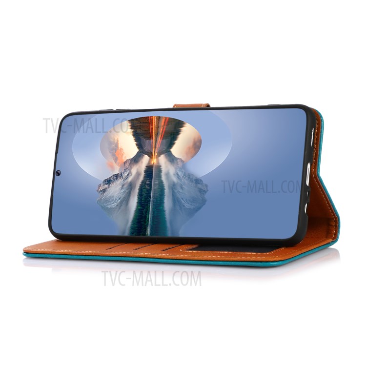 KHAZNEH Leather Wallet Phone Stand Case Shell with Golden Magnetic Clasp for Nokia C10/C20 - Black-5