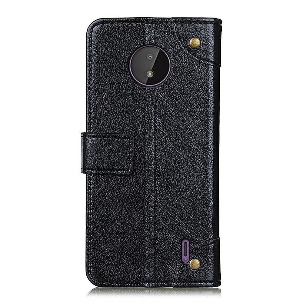 Nappa Texture Leather Drop-Proof Phone Wallet Stand Shell Cover for Nokia C10/C20 - Black-3