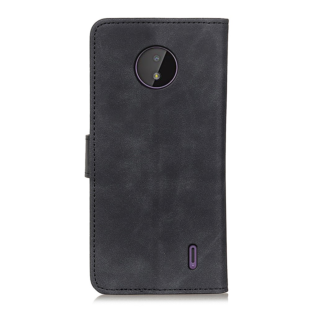 KHAZNEH Retro Textured Wallet Stand Design Drop-Proof Leather Cover for Nokia C10/C20 - Black-3