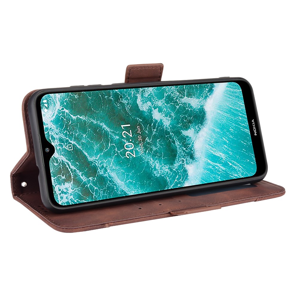 For Nokia C30 Quality PU Leather Phone Cover Shock Resistant Phone Cover Leather Phone Wallet Stand Protective Case - Brown-5