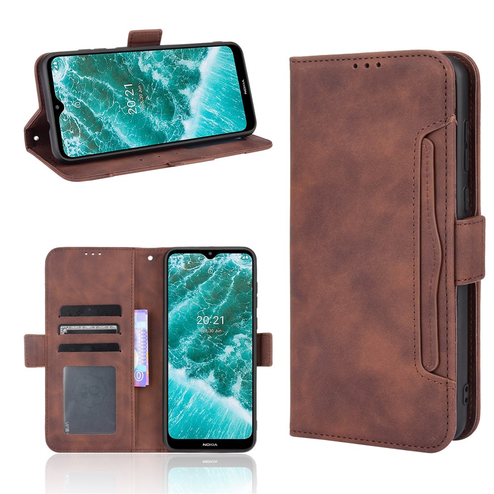For Nokia C30 Quality PU Leather Phone Cover Shock Resistant Phone Cover Leather Phone Wallet Stand Protective Case - Brown-6