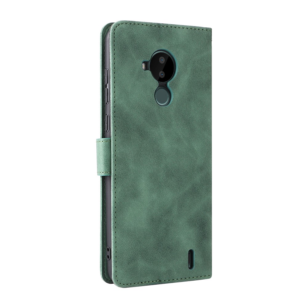 Skin-touch Feeling PU Leather Wallet Flip Stand Protective Phone Case with Magnetic Closure and Strap for Nokia C30 - Green-3