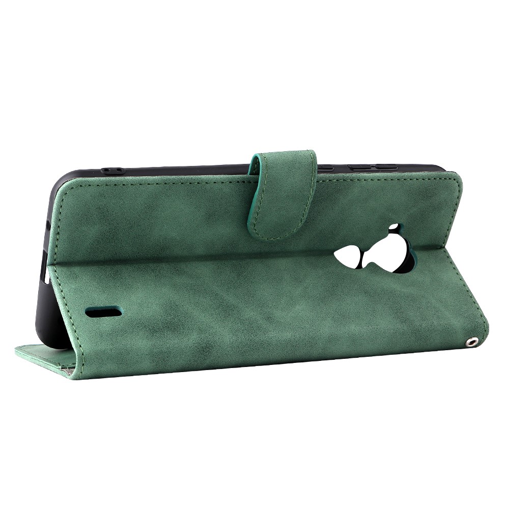 Skin-touch Feeling PU Leather Wallet Flip Stand Protective Phone Case with Magnetic Closure and Strap for Nokia C30 - Green-5