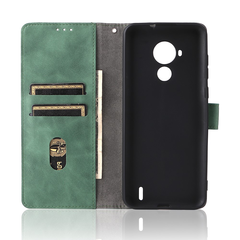 Skin-touch Feeling PU Leather Wallet Flip Stand Protective Phone Case with Magnetic Closure and Strap for Nokia C30 - Green-6