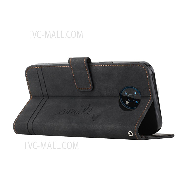 Heart Shape Imprinted Skin-Touch Full Protection Dual-Sided Magnetic Clasp Anti-Fall Wallet Stand PU Leather Phone Case for Nokia G50 - Black-4