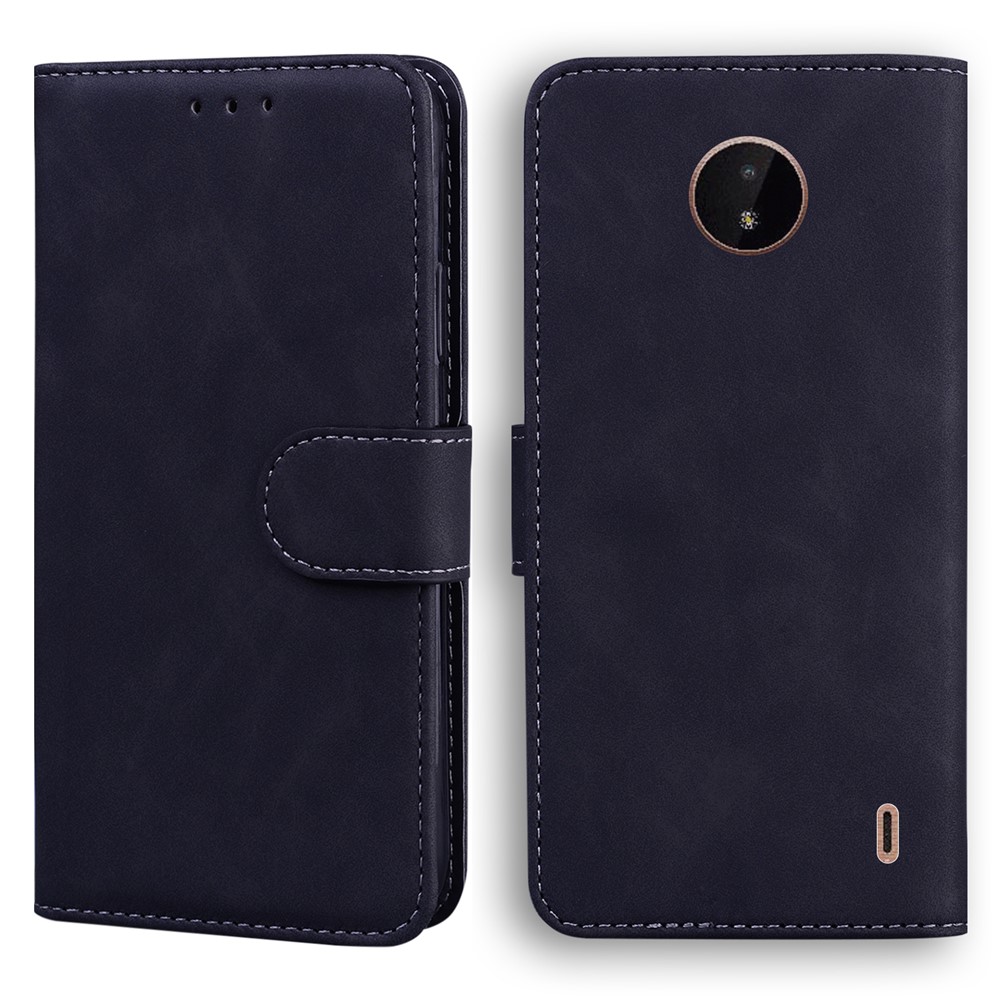 Scratch Resistant Anti-Drop High-quality Leather Protective Phone Case Shell with Stand and Wallet for Nokia C10/C20 - Black-1