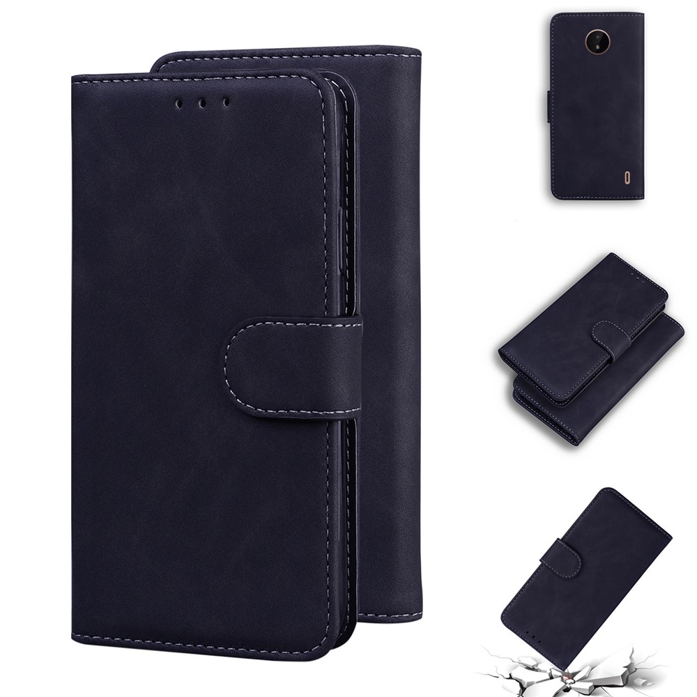 Scratch Resistant Anti-Drop High-quality Leather Protective Phone Case Shell with Stand and Wallet for Nokia C10/C20 - Black-7