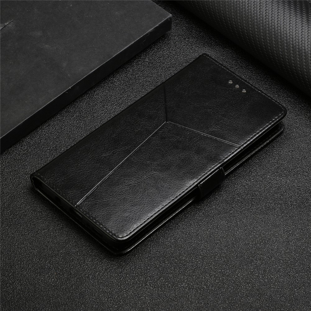 Scratch Resistant PU Leather Phone Case Stylish Y-shaped Line Imprinting Wallet Shell Stand Cover for Nokia 5.4 - Black-12