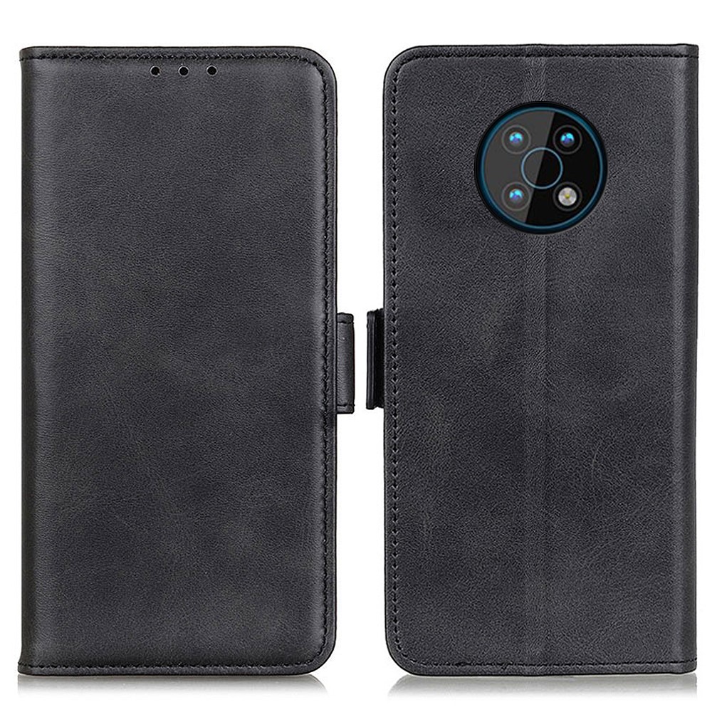Textured PU Leather Wallet Stand Dual Magnetic Clasp Phone Case Shockproof Flip Cover for Nokia G50 - Black-1