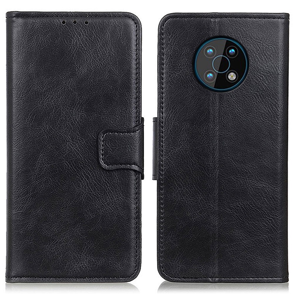 Dual-Sided Magnetic Clasp Crazy Horse Texture Wallet Stand Design PU Leather Phone Case Cover for Nokia G50 - Black-1