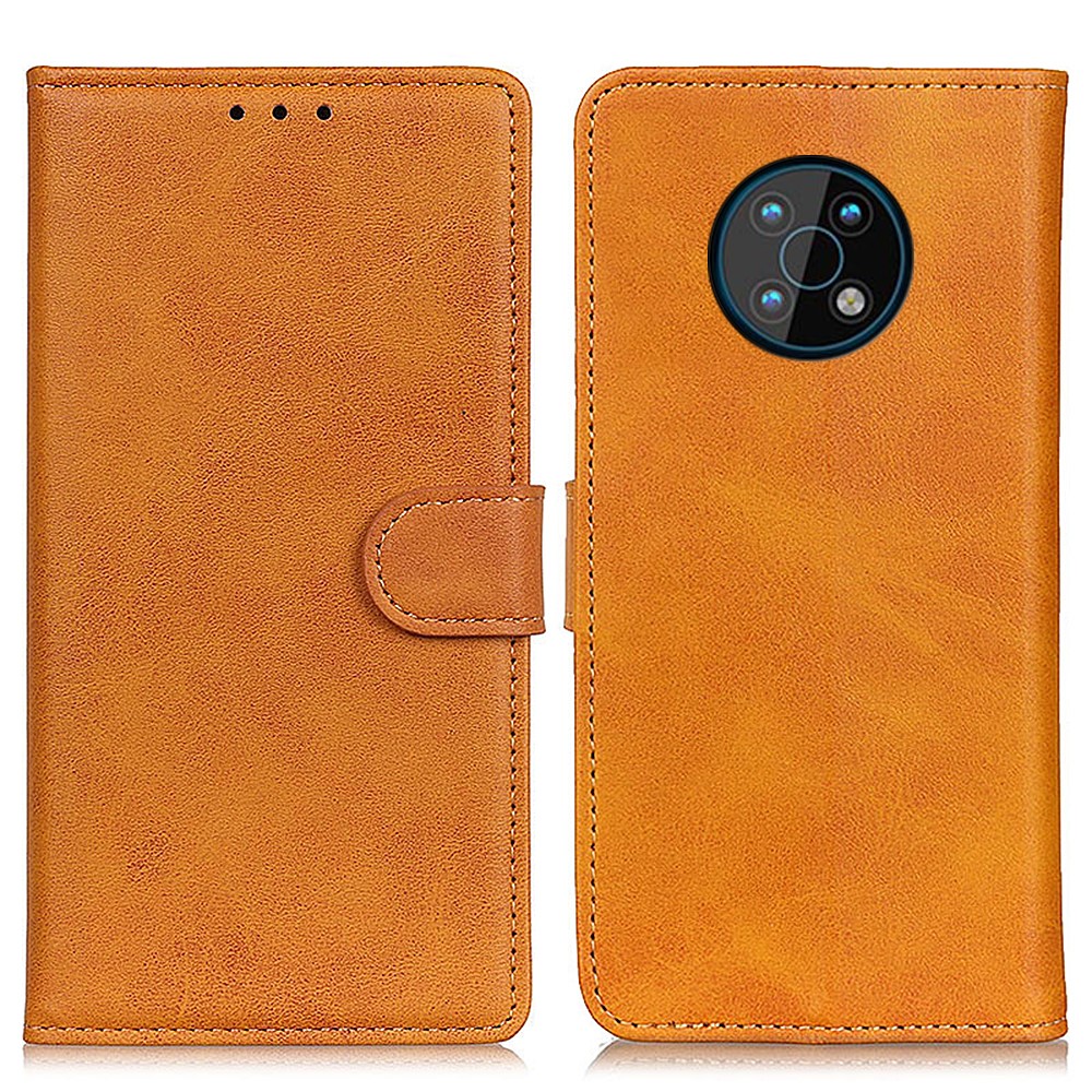 Stand Book Design PU Leather Wallet Flip Magnetic Folio Shockproof Phone Cover for Nokia G50 - Brown-1