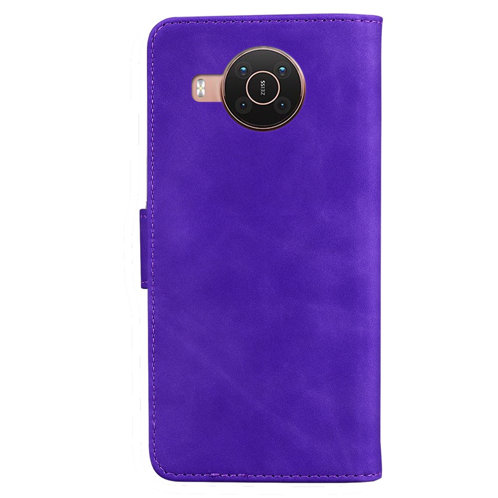 Skin-touch PU Leather Big Butterfly Printing Wallet Stand Flip Shockproof Protective Phone Case for Nokia X10 / X20 - Purple-3
