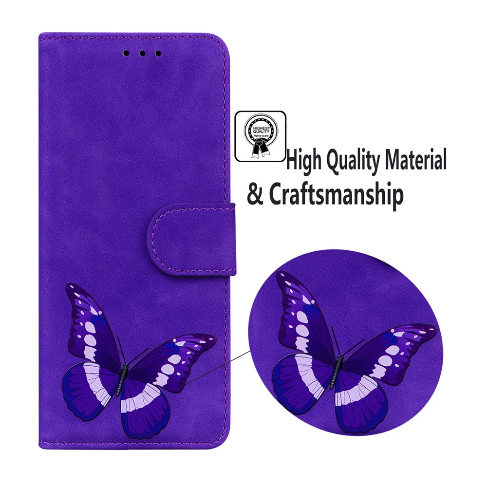 Skin-touch PU Leather Big Butterfly Printing Wallet Stand Flip Shockproof Protective Phone Case for Nokia X10 / X20 - Purple-8