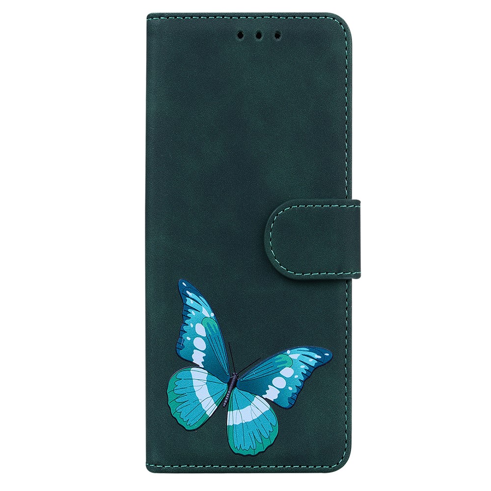 Big Butterfly Printing Skin-touch PU Leather Flip Wallet Stand Protective Case Cover for Nokia G10 / G20 - Green-2