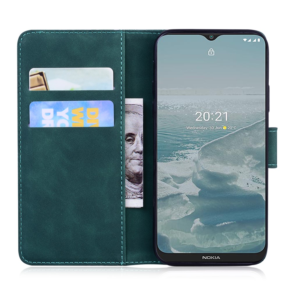 Big Butterfly Printing Skin-touch PU Leather Flip Wallet Stand Protective Case Cover for Nokia G10 / G20 - Green-4