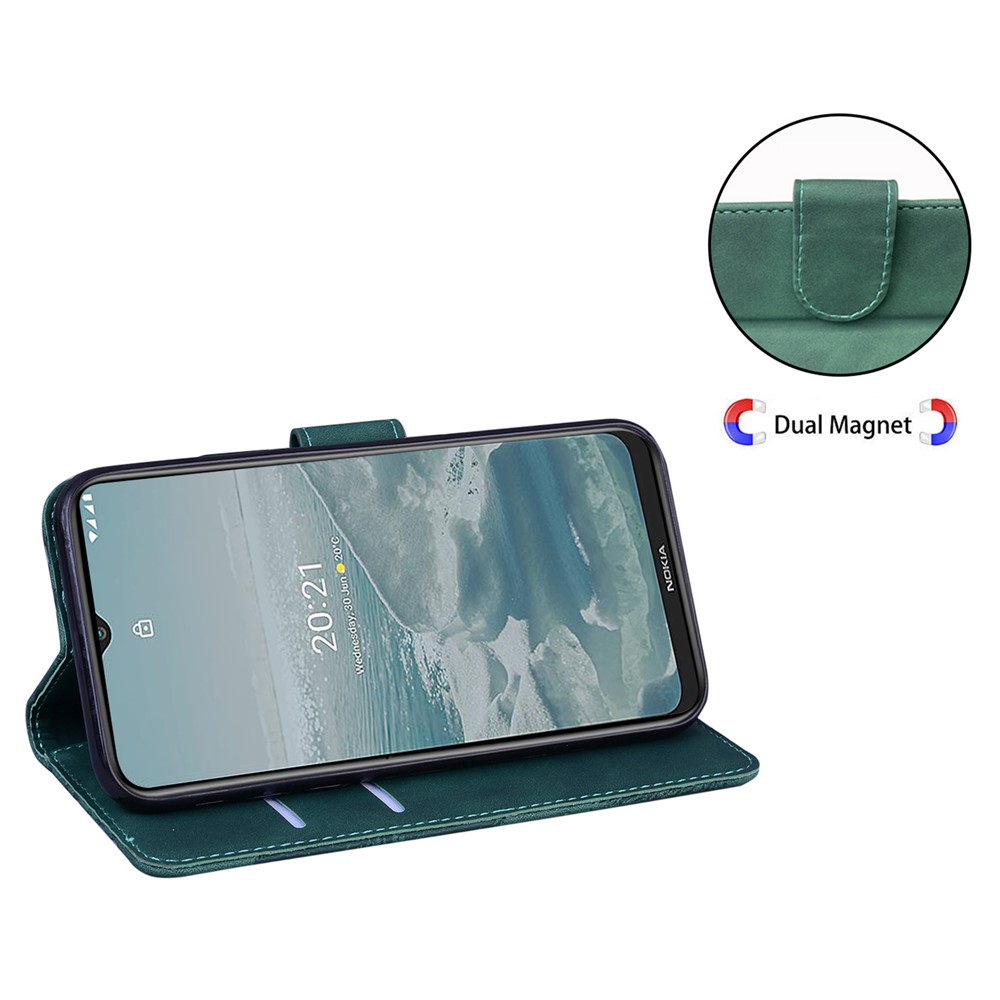 Big Butterfly Printing Skin-touch PU Leather Flip Wallet Stand Protective Case Cover for Nokia G10 / G20 - Green-5