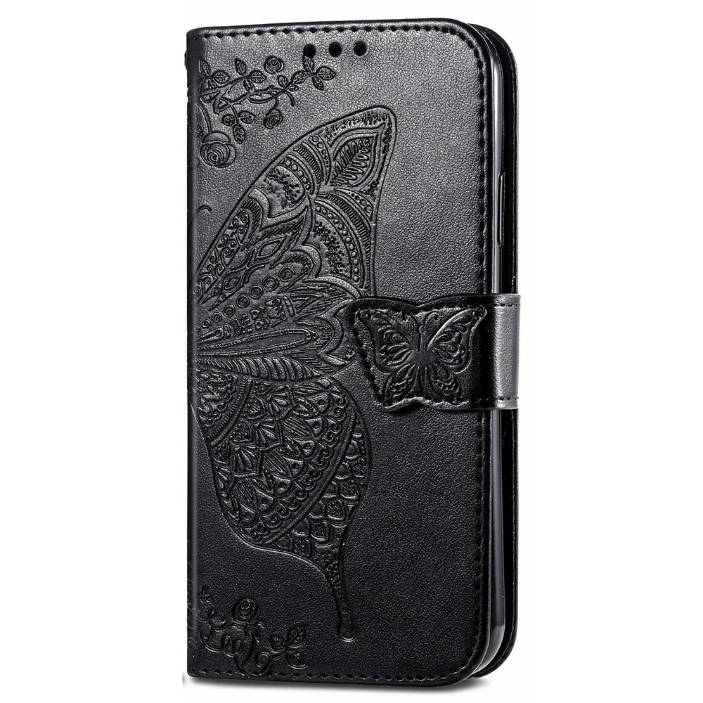 Flip Design Stylish Imprinting Butterfly Flower Pattern Wallet Stand Phone Case Leather Cover for Nokia G50 - Black-3