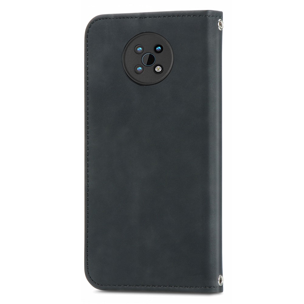 PU Leather and TPU Skin-touch Vintage Texture Stand Flip Magnetic Absorption Phone Case with Card Slots for Nokia G50 - Black-9