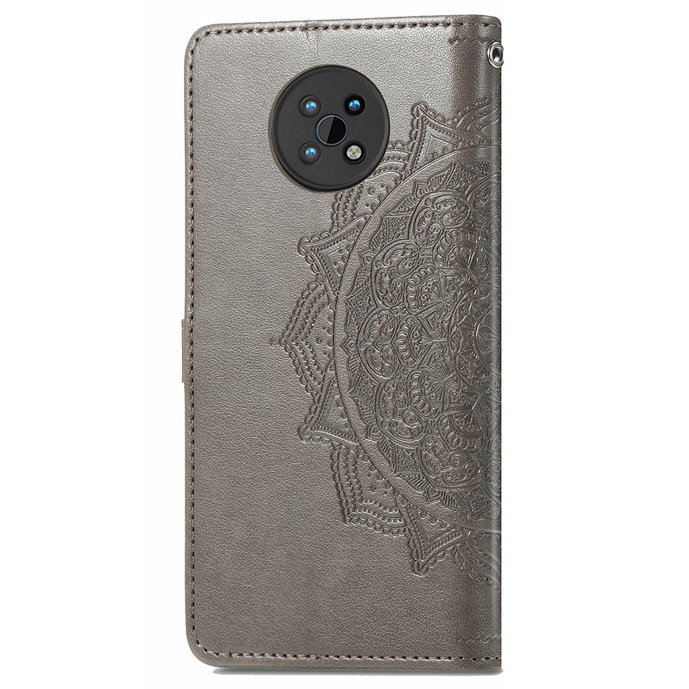 Protective Cover Mandala Flower Embossment Leather Magnetic Clasp Anti-Drop Wallet Stand Phone Case for Nokia G50 - Grey-3