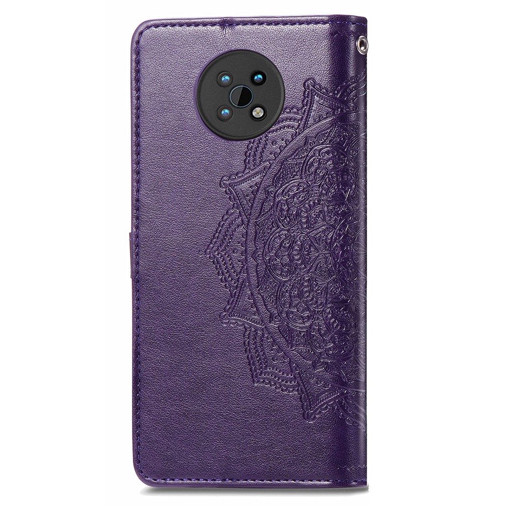 Protective Cover Mandala Flower Embossment Leather Magnetic Clasp Anti-Drop Wallet Stand Phone Case for Nokia G50 - Purple-3