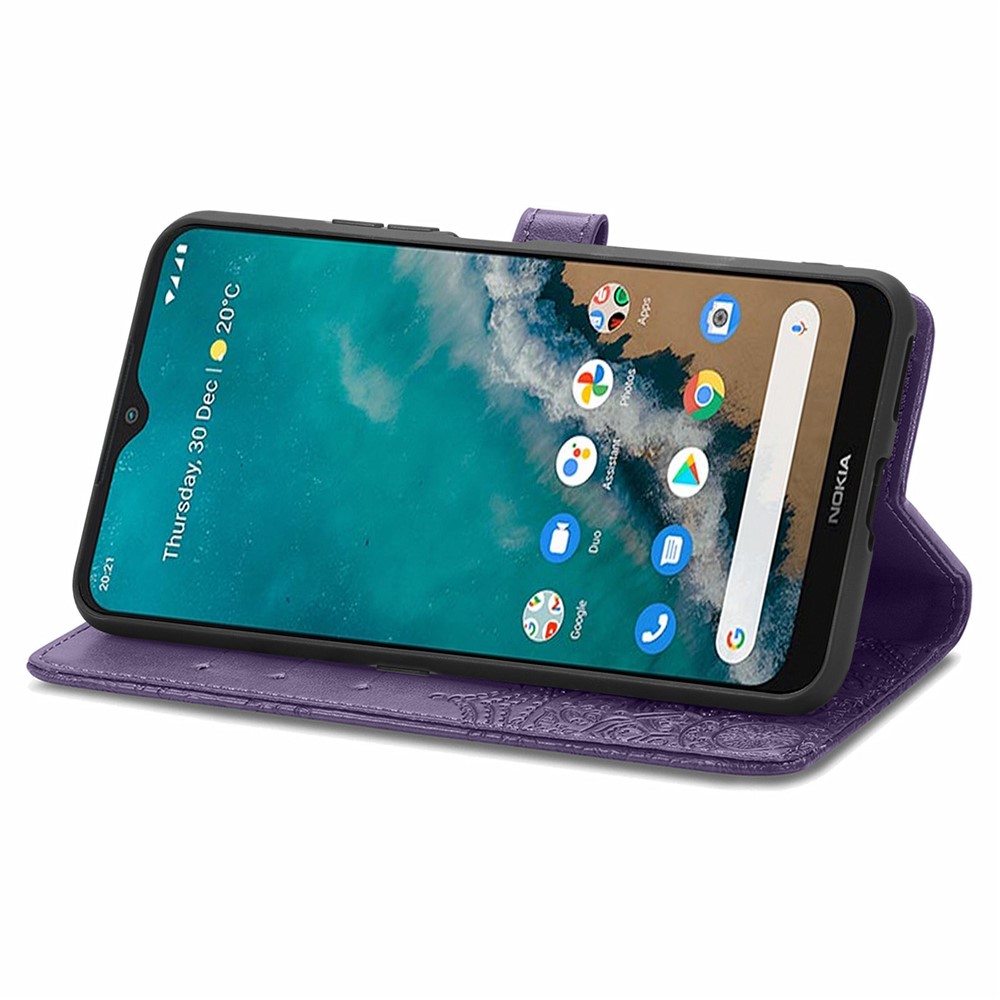 Protective Cover Mandala Flower Embossment Leather Magnetic Clasp Anti-Drop Wallet Stand Phone Case for Nokia G50 - Purple-5