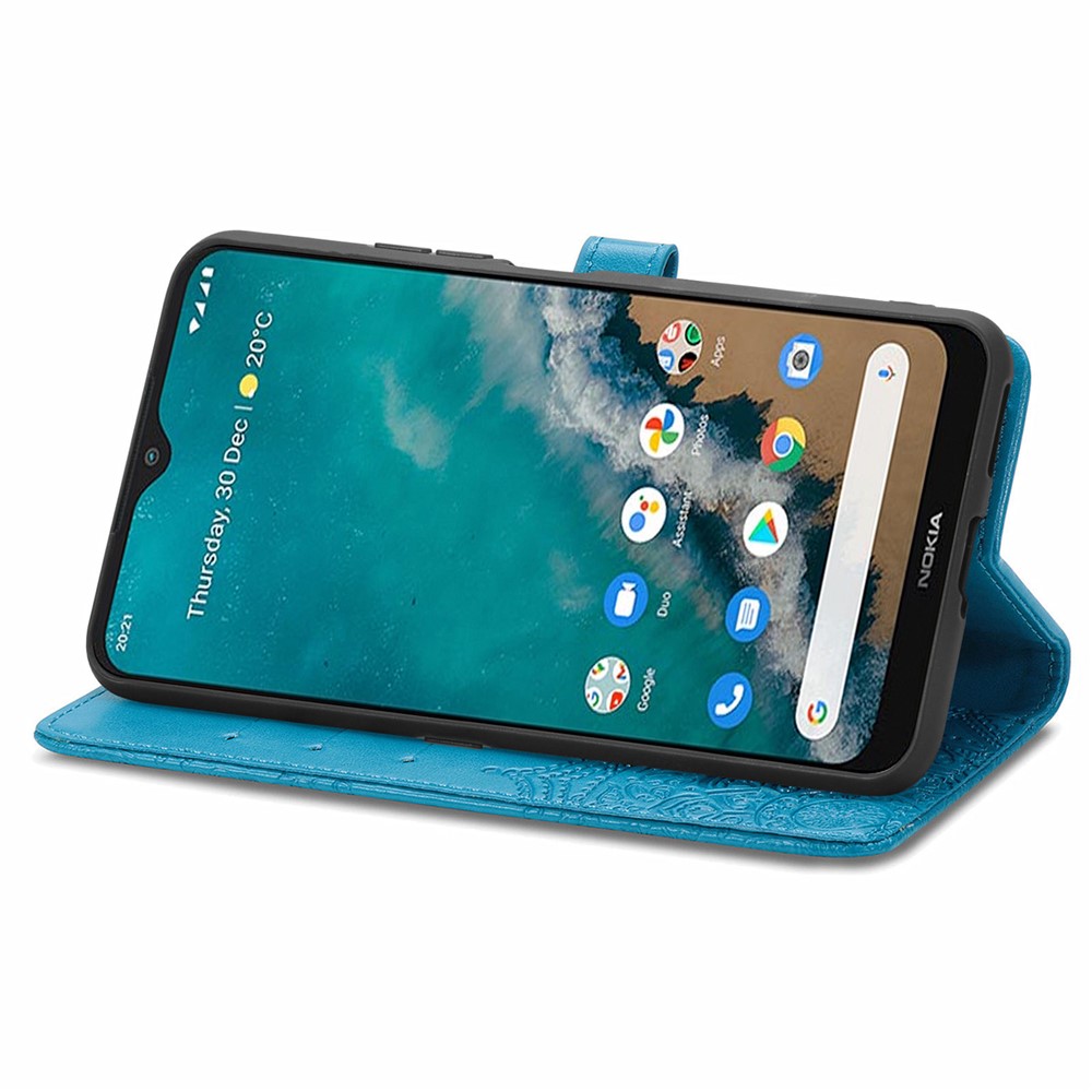 Protective Cover Mandala Flower Embossment Leather Magnetic Clasp Anti-Drop Wallet Stand Phone Case for Nokia G50 - Blue-5
