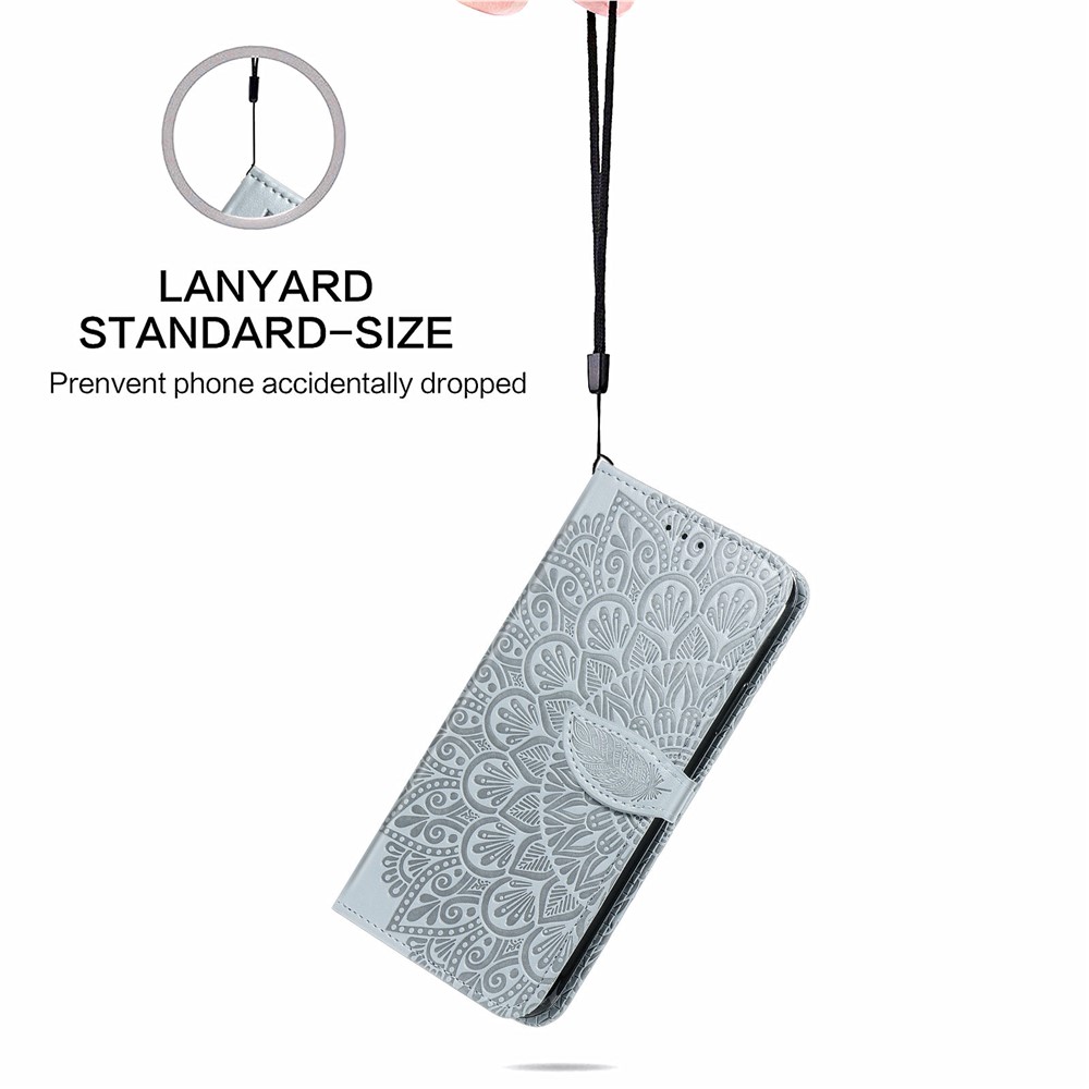 Scratch Resistant PU Leather Dream Wings Pattern Imprinted Design Wallet Stand Flip Protective Stylish Phone Case Nokia C20 - Grey-7