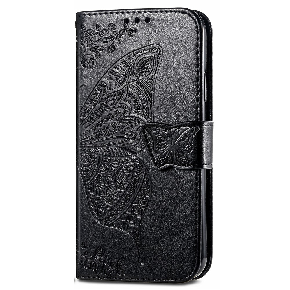 For Nokia C20 Phone Case Stylish Imprinting Butterfly Flower Pattern Wallet Stand Phone Case Leather Cover - Black-3