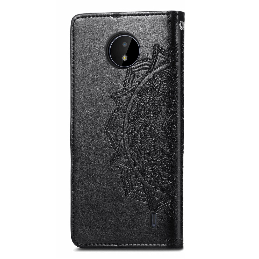 Mandala Flower Embossment Leather Dual-Sided Magnetic Clasp Anti-Drop Wallet Stand Phone Case Protective Cover for Nokia C20 - Black-3