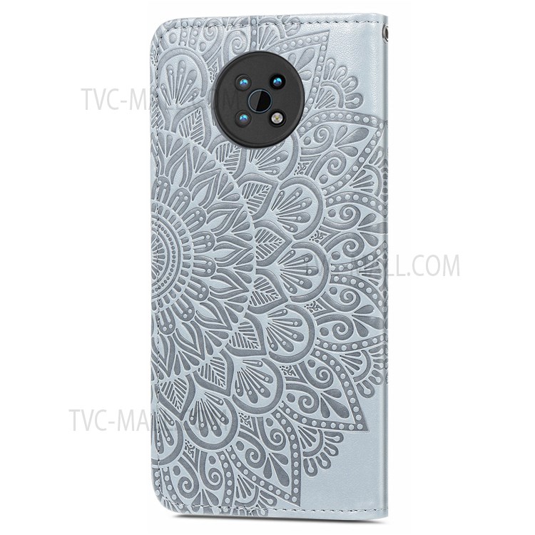 PU Leather Dream Wings Pattern Imprinted Design Wallet Stand Flip Protective Stylish Phone Case with Strap for Nokia G50 - Grey-3