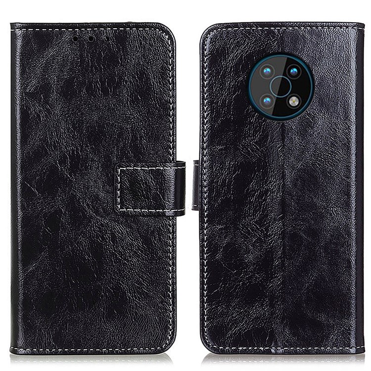 Crazy Horse Texture Vintage Style All-round Protection Leather Phone Stand Wallet Case for Nokia G50 - Black-1